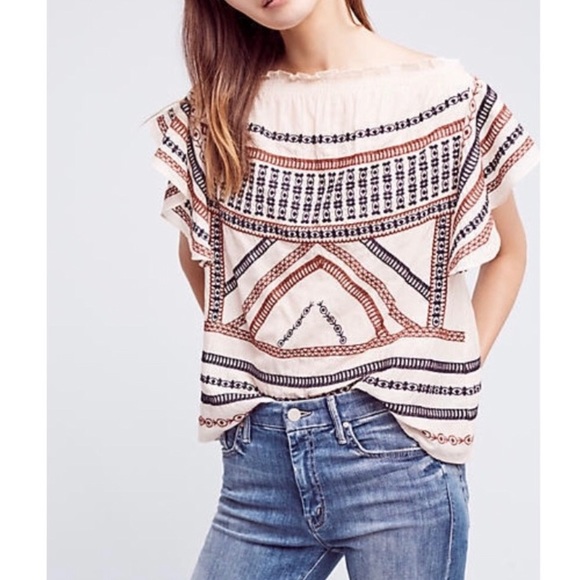 Love Sam Tops - Love Sam Greek Embroidered Blouse. Size: XS.